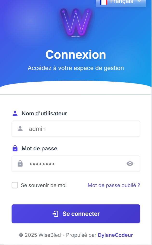 Page de connexion WiseBled
